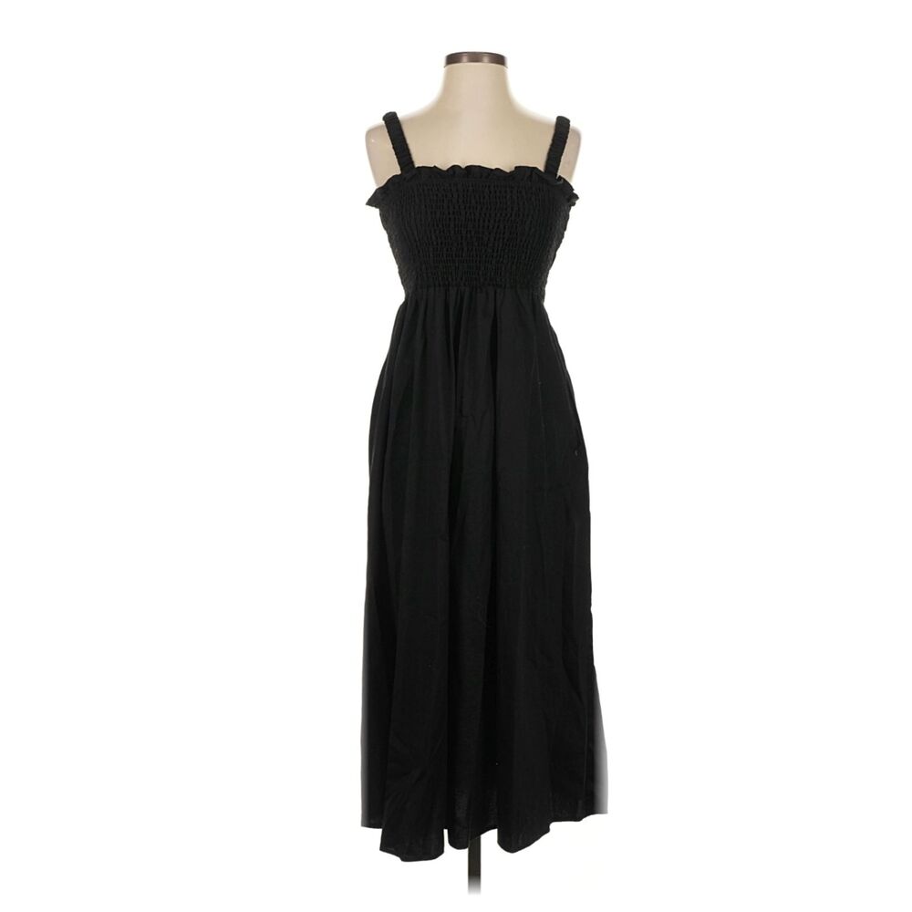 Nordstrom Topshop Shirred Smocked Cotton Poplin Midi Dress sz M (8-10)